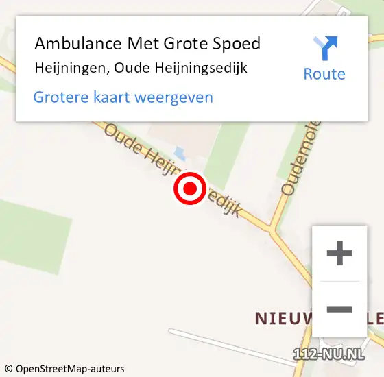 Locatie op kaart van de 112 melding: Ambulance Met Grote Spoed Naar Heijningen, Oude Heijningsedijk op 13 oktober 2017 04:19