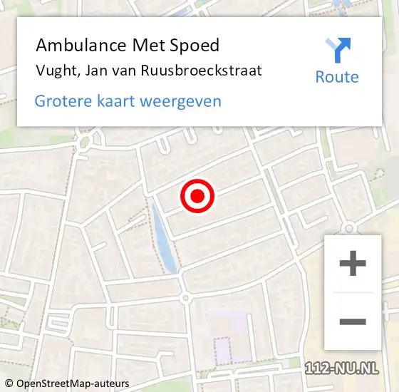 Locatie op kaart van de 112 melding: Ambulance Met Spoed Naar Vught, Jan van Ruusbroeckstraat op 13 oktober 2017 05:21