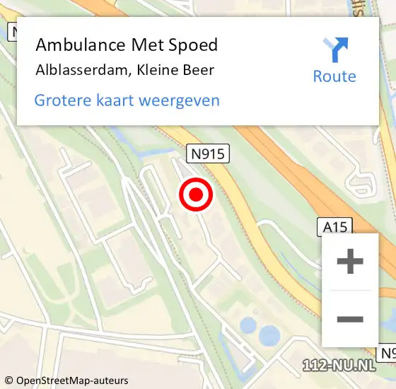 Locatie op kaart van de 112 melding: Ambulance Met Spoed Naar Alblasserdam, Kleine Beer op 13 oktober 2017 07:24