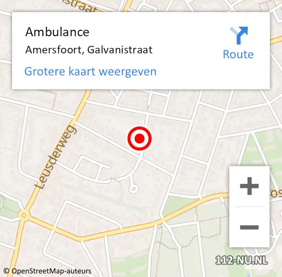 Locatie op kaart van de 112 melding: Ambulance Amersfoort, Galvanistraat op 13 oktober 2017 08:11