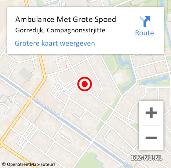 Locatie op kaart van de 112 melding: Ambulance Met Grote Spoed Naar Gorredijk, Compagnonsstrjitte op 13 oktober 2017 08:25