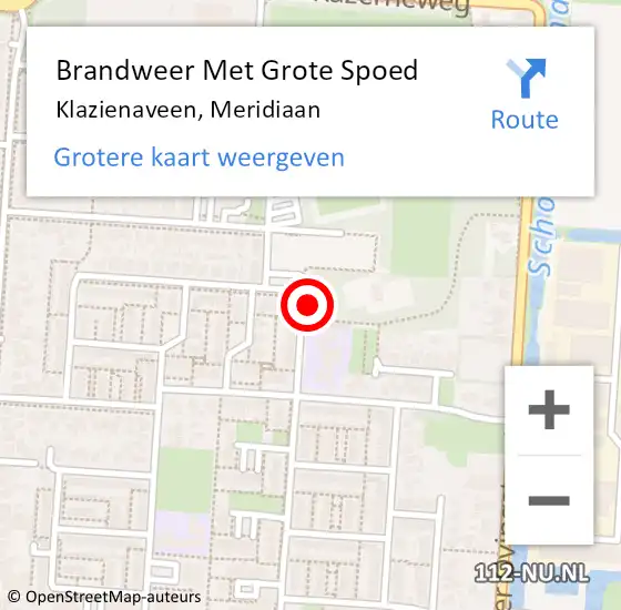 Locatie op kaart van de 112 melding: Brandweer Met Grote Spoed Naar Klazienaveen, Meridiaan op 13 oktober 2017 09:08