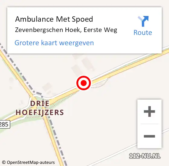 Locatie op kaart van de 112 melding: Ambulance Met Spoed Naar Zevenbergschen Hoek, Eerste Weg op 13 oktober 2017 09:10