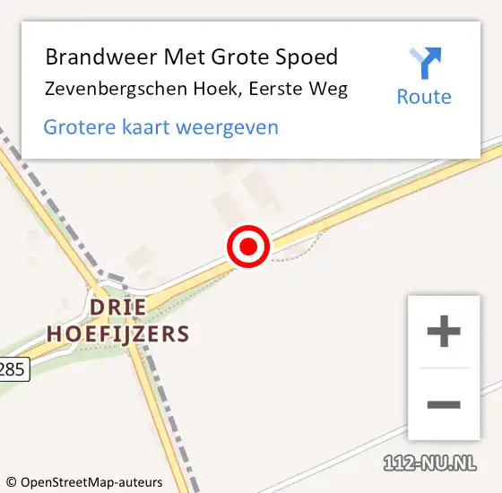 Locatie op kaart van de 112 melding: Brandweer Met Grote Spoed Naar Zevenbergschen Hoek, Eerste Weg op 13 oktober 2017 09:12