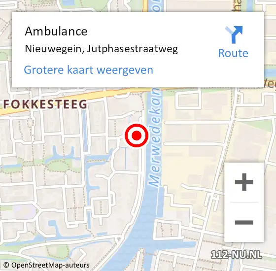 Locatie op kaart van de 112 melding: Ambulance Nieuwegein, Jutphasestraatweg op 13 oktober 2017 09:20