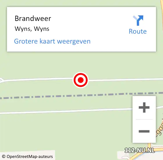 Locatie op kaart van de 112 melding: Brandweer Wyns, Wyns op 13 oktober 2017 09:41