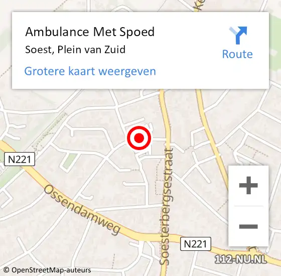 Locatie op kaart van de 112 melding: Ambulance Met Spoed Naar Soest, Plein van Zuid op 13 oktober 2017 10:29