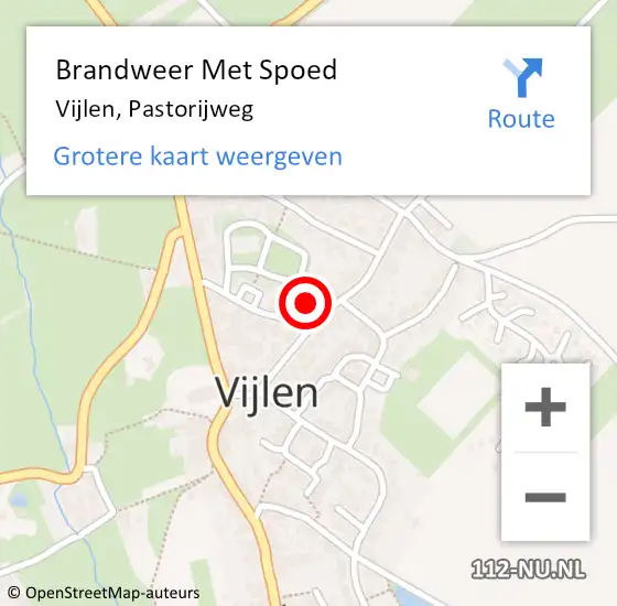 Locatie op kaart van de 112 melding: Brandweer Met Spoed Naar Vijlen, Pastorijweg op 13 oktober 2017 10:33