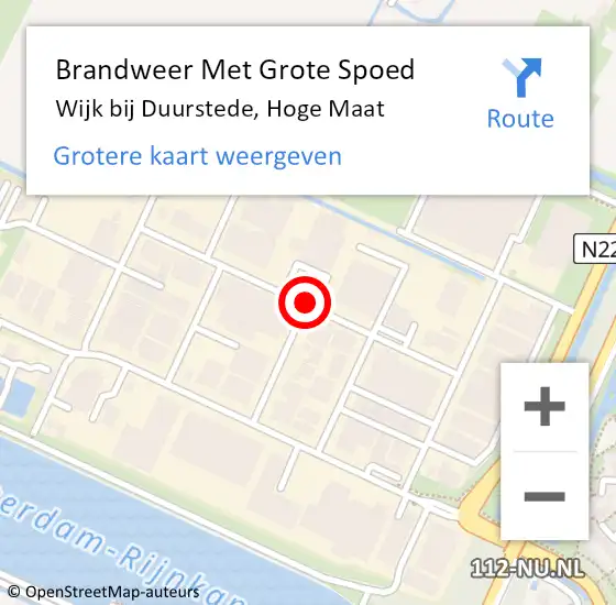 Locatie op kaart van de 112 melding: Brandweer Met Grote Spoed Naar Wijk bij Duurstede, Hoge Maat op 13 oktober 2017 10:42