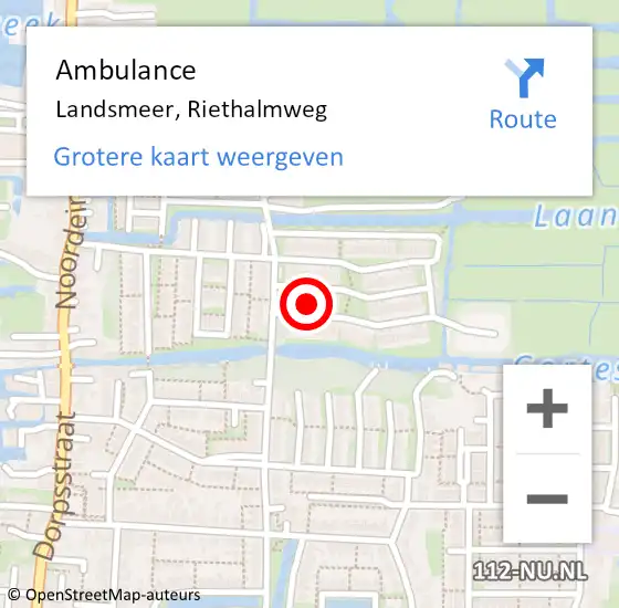 Locatie op kaart van de 112 melding: Ambulance Landsmeer, Riethalmweg op 13 oktober 2017 10:42