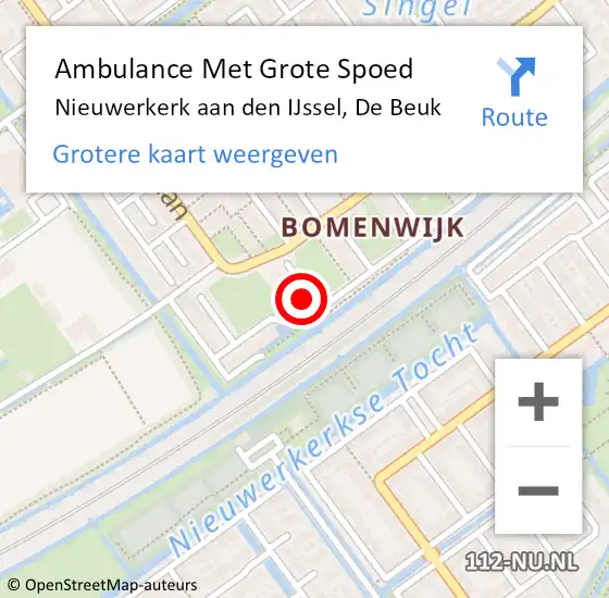 Locatie op kaart van de 112 melding: Ambulance Met Grote Spoed Naar Nieuwerkerk aan den IJssel, De Beuk op 13 oktober 2017 11:17