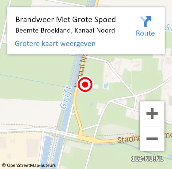 Locatie op kaart van de 112 melding: Brandweer Met Grote Spoed Naar Beemte Broekland, Kanaal Noord op 13 oktober 2017 11:30