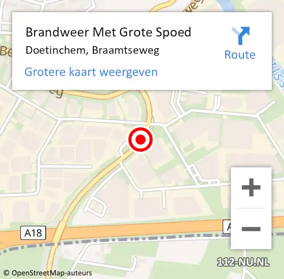 Locatie op kaart van de 112 melding: Brandweer Met Grote Spoed Naar Doetinchem, Braamtseweg op 13 oktober 2017 11:47