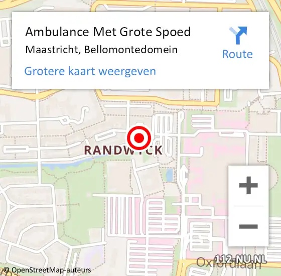 Locatie op kaart van de 112 melding: Ambulance Met Grote Spoed Naar Maastricht, Bellomontedomein op 4 februari 2014 01:44