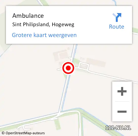 Locatie op kaart van de 112 melding: Ambulance Sint Philipsland, Hogeweg op 13 oktober 2017 12:15