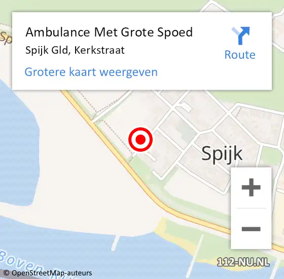 Locatie op kaart van de 112 melding: Ambulance Met Grote Spoed Naar Spijk Gld, Kerkstraat op 4 februari 2014 01:57