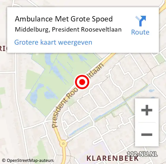 Locatie op kaart van de 112 melding: Ambulance Met Grote Spoed Naar Middelburg, President Rooseveltlaan op 13 oktober 2017 12:25