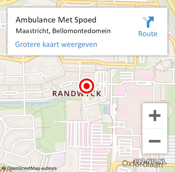 Locatie op kaart van de 112 melding: Ambulance Met Spoed Naar Maastricht, Bellomontedomein op 4 februari 2014 02:03