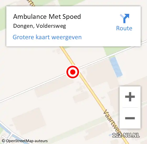Locatie op kaart van de 112 melding: Ambulance Met Spoed Naar Dongen, Voldersweg op 13 oktober 2017 12:46