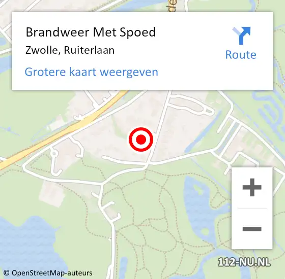 Locatie op kaart van de 112 melding: Brandweer Met Spoed Naar Zwolle, Ruiterlaan op 13 oktober 2017 12:48