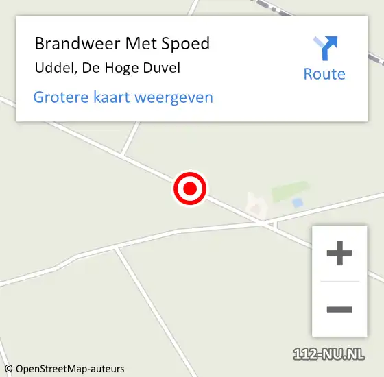 Locatie op kaart van de 112 melding: Brandweer Met Spoed Naar Uddel, De Hoge Duvel op 13 oktober 2017 12:53