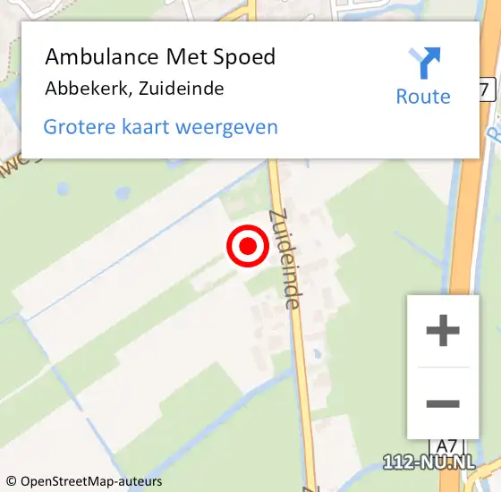 Locatie op kaart van de 112 melding: Ambulance Met Spoed Naar Abbekerk, Zuideinde op 13 oktober 2017 13:00