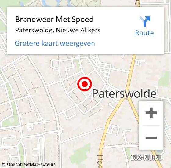 Locatie op kaart van de 112 melding: Brandweer Met Spoed Naar Paterswolde, Nieuwe Akkers op 13 oktober 2017 13:15