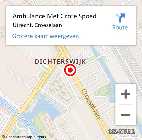 Locatie op kaart van de 112 melding: Ambulance Met Grote Spoed Naar Utrecht, Croeselaan op 13 oktober 2017 13:19