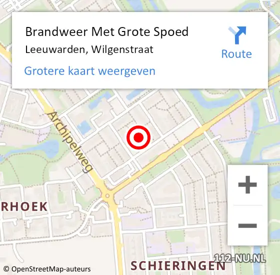 Locatie op kaart van de 112 melding: Brandweer Met Grote Spoed Naar Leeuwarden, Wilgenstraat op 13 oktober 2017 13:32