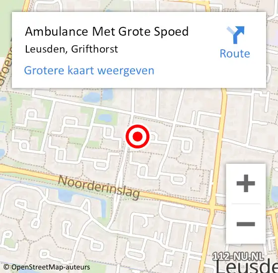 Locatie op kaart van de 112 melding: Ambulance Met Grote Spoed Naar Leusden, Grifthorst op 13 oktober 2017 13:45