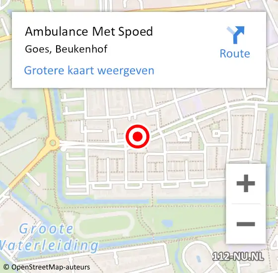 Locatie op kaart van de 112 melding: Ambulance Met Spoed Naar Goes, Beukenhof op 13 oktober 2017 14:04