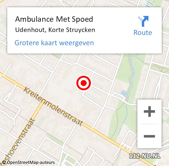 Locatie op kaart van de 112 melding: Ambulance Met Spoed Naar Udenhout, Korte Struycken op 13 oktober 2017 14:16