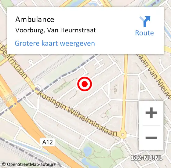 Locatie op kaart van de 112 melding: Ambulance Voorburg, Van Heurnstraat op 13 oktober 2017 14:34