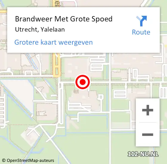Locatie op kaart van de 112 melding: Brandweer Met Grote Spoed Naar Utrecht, Yalelaan op 13 oktober 2017 15:18