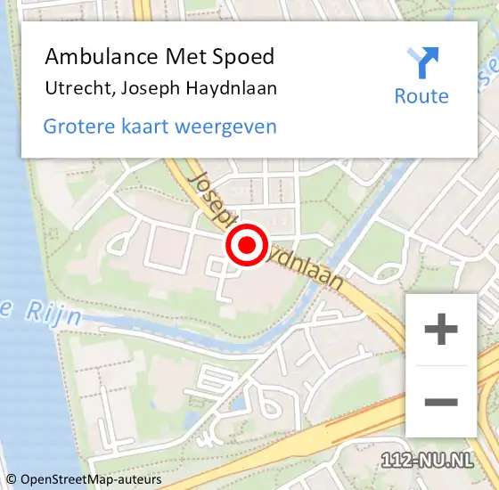 Locatie op kaart van de 112 melding: Ambulance Met Spoed Naar Utrecht, Joseph Haydnlaan op 13 oktober 2017 15:38