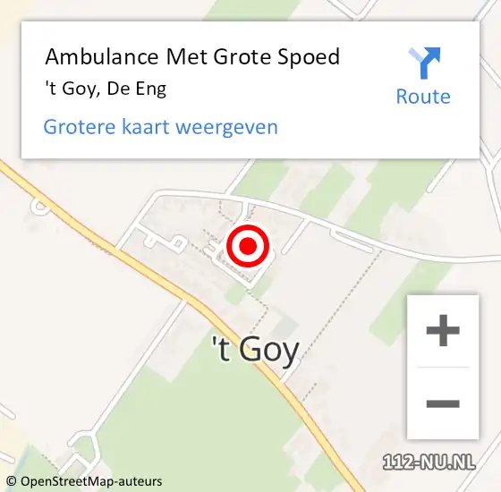 Locatie op kaart van de 112 melding: Ambulance Met Grote Spoed Naar 't Goy, De Eng op 13 oktober 2017 15:54