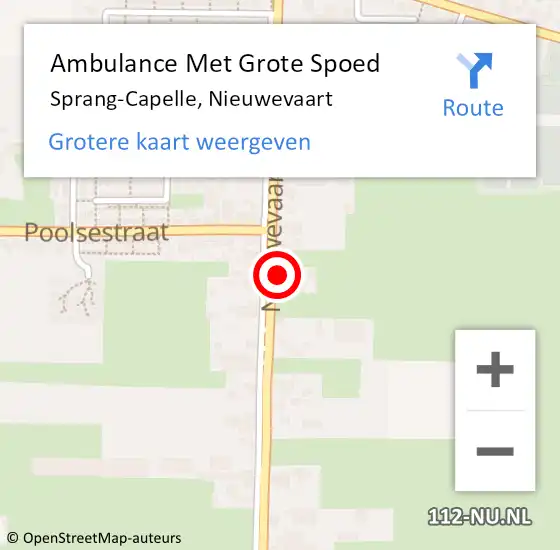 Locatie op kaart van de 112 melding: Ambulance Met Grote Spoed Naar Sprang-Capelle, Nieuwevaart op 13 oktober 2017 16:42