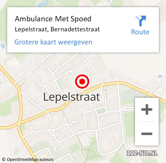 Locatie op kaart van de 112 melding: Ambulance Met Spoed Naar Lepelstraat, Bernadettestraat op 13 oktober 2017 18:24