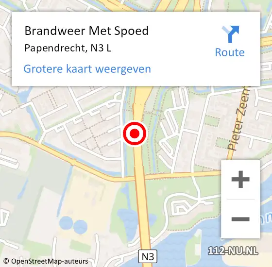 Locatie op kaart van de 112 melding: Brandweer Met Spoed Naar Papendrecht, N3 L op 13 oktober 2017 18:31