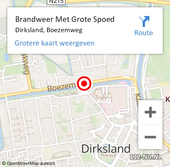 Locatie op kaart van de 112 melding: Brandweer Met Grote Spoed Naar Dirksland, Boezemweg op 13 oktober 2017 19:21