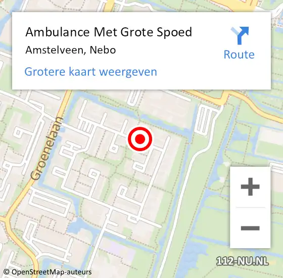 Locatie op kaart van de 112 melding: Ambulance Met Grote Spoed Naar Amstelveen, Nebo op 13 oktober 2017 19:26