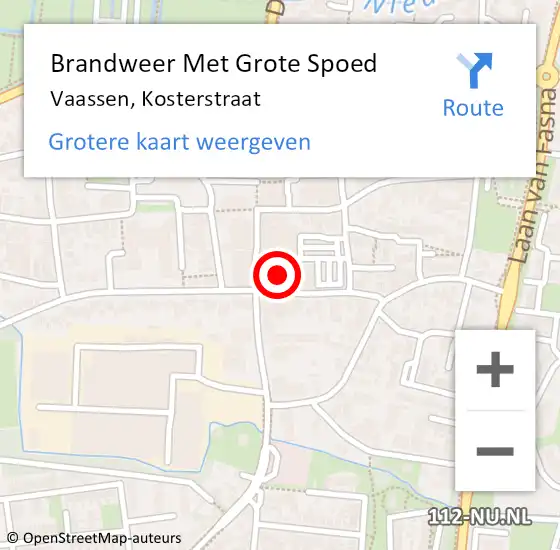 Locatie op kaart van de 112 melding: Brandweer Met Grote Spoed Naar Vaassen, Kosterstraat op 13 oktober 2017 20:39