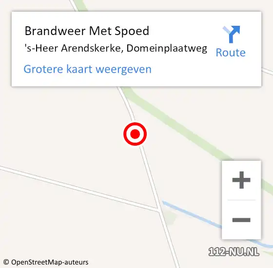 Locatie op kaart van de 112 melding: Brandweer Met Spoed Naar 's-Heer Arendskerke, Domeinplaatweg op 13 oktober 2017 20:44