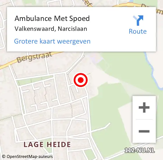 Locatie op kaart van de 112 melding: Ambulance Met Spoed Naar Valkenswaard, Narcislaan op 13 oktober 2017 21:04