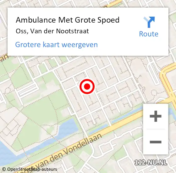 Locatie op kaart van de 112 melding: Ambulance Met Grote Spoed Naar Oss, Van der Nootstraat op 13 oktober 2017 21:06