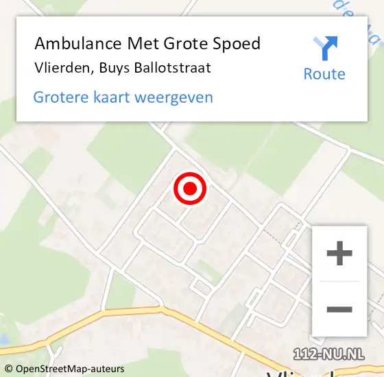 Locatie op kaart van de 112 melding: Ambulance Met Grote Spoed Naar Vlierden, Buys Ballotstraat op 13 oktober 2017 21:53