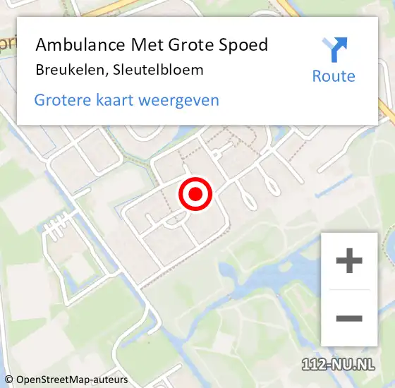 Locatie op kaart van de 112 melding: Ambulance Met Grote Spoed Naar Breukelen, Sleutelbloem op 13 oktober 2017 22:13