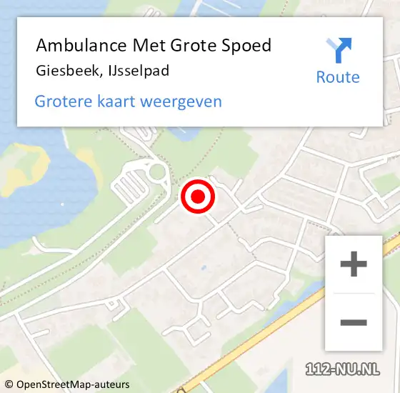 Locatie op kaart van de 112 melding: Ambulance Met Grote Spoed Naar Giesbeek, IJsselpad op 13 oktober 2017 22:56