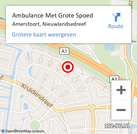 Locatie op kaart van de 112 melding: Ambulance Met Grote Spoed Naar Amersfoort, Nieuwlandsedreef op 13 oktober 2017 23:07