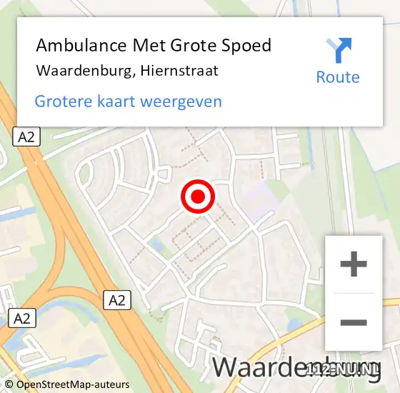 Locatie op kaart van de 112 melding: Ambulance Met Grote Spoed Naar Waardenburg, Hiernstraat op 13 oktober 2017 23:43